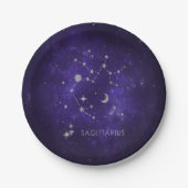 〔占星術の〕十二宮図パープル射手座 |占星術占星術 ペーパープレート (正面)