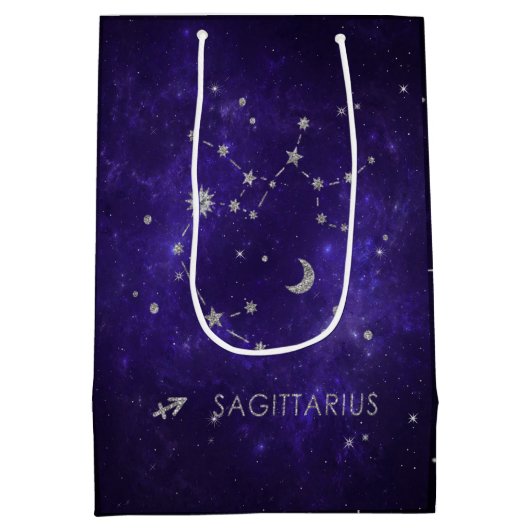〔占星術の〕十二宮図パープル射手座 |占星術占星術 ミディアムペーパーバッグ (裏面)