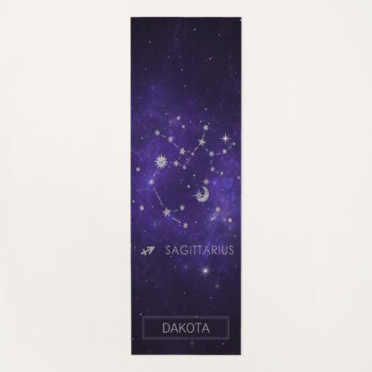 〔占星術の〕十二宮図パープル射手座 |占星術占星術 ヨガマット (正面)