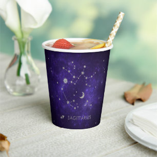〔占星術の〕十二宮図パープル射手座 占星術占星術 紙コップ