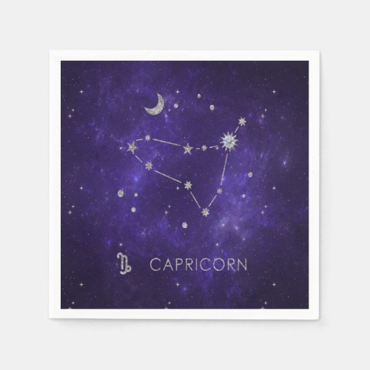 〔占星術の〕十二宮図パープル山羊座 |占星術占星術 スタンダードカクテルナプキン (正面)