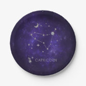 〔占星術の〕十二宮図パープル山羊座 |占星術占星術 ペーパープレート (正面)