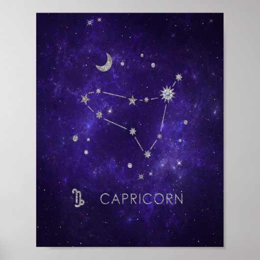 〔占星術の〕十二宮図パープル山羊座 |占星術占星術 ポスター (正面)