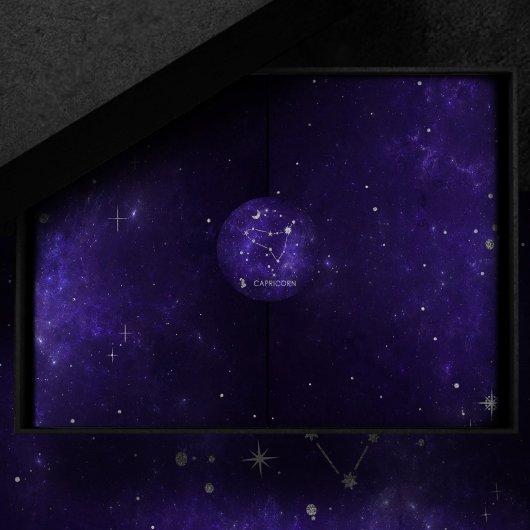 〔占星術の〕十二宮図パープル山羊座 |占星術占星術 ラウンドシール