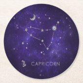 〔占星術の〕十二宮図パープル山羊座 |占星術占星術 ラウンドペーパーコースター (正面)