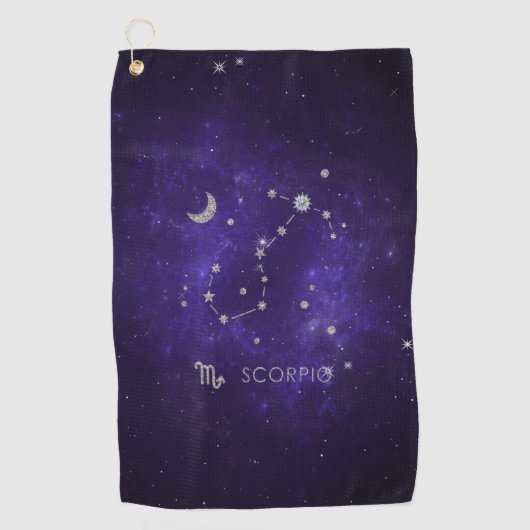 〔占星術の〕十二宮図パープル蠍座 |宇宙占星術占星術 ゴルフタオル (正面)