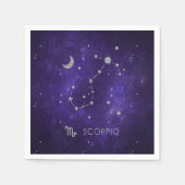 〔占星術の〕十二宮図パープル蠍座 |宇宙占星術占星術 スタンダードカクテルナプキン (正面)