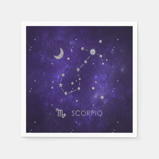 〔占星術の〕十二宮図パープル蠍座 |宇宙占星術占星術 スタンダードカクテルナプキン (正面)