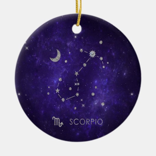 〔占星術の〕十二宮図パープル蠍座 |宇宙占星術占星術 セラミックオーナメント (正面)