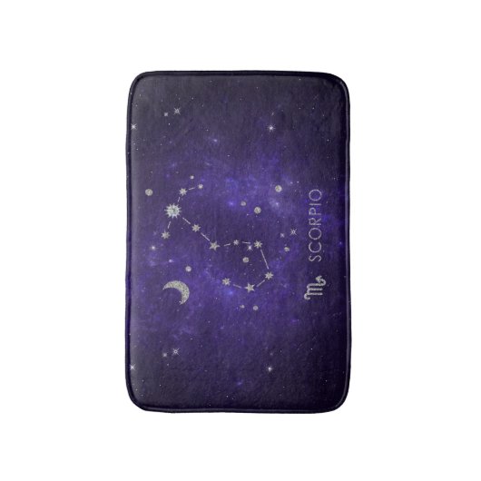 〔占星術の〕十二宮図パープル蠍座 |宇宙占星術占星術 バスマット (正面縦)