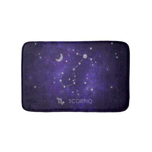 〔占星術の〕十二宮図パープル蠍座 |宇宙占星術占星術 バスマット (正面)