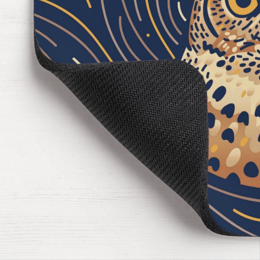 〔占星術の〕十二宮図フクロウポートレート |手描きフクロウマウスパッド マウスパッド (コーナー)