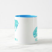 〔占星術の〕十二宮図フラクタルのアクエリアスのターコイズ記号 マグカップ (中央)