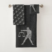 〔占星術の〕十二宮図ブラック&グレーマンスケールスターサインリブラ バスタオルセット (インサイチュ)