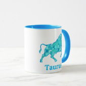 〔占星術の〕十二宮図ブルーシェードのタウロスのサイン マグカップ (正面右)