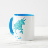 〔占星術の〕十二宮図ブルーシェードのタウロスのサイン マグカップ (正面左)