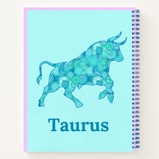 〔占星術の〕十二宮図ブルージャーナルの色合いでタウロスのサイン ノートブック (裏面)