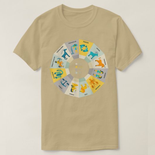 〔占星術の〕十二宮図ホイールウィット〔占星術の〕十二宮図占星術星占い2713 Tシャツ (デザイン正面)