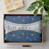 〔占星術の〕十二宮図ホイールブルー金ゴールドスターサインコズミックシテラス 薄葉紙 (ギフト)