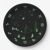 〔占星術の〕十二宮図ホイールマウンテンランドスケープ ペーパープレート (正面)