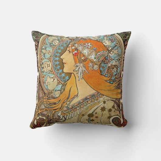 〔占星術の〕十二宮図ポートレートアルフォンスミュシャアールヌーボー クッション (裏面)