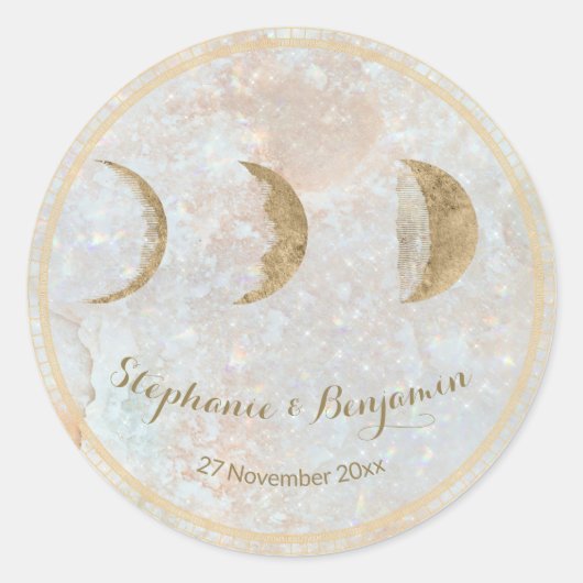 〔占星術の〕十二宮図ムーンシテラルモノグラム結婚日付 ラウンドシール (正面)