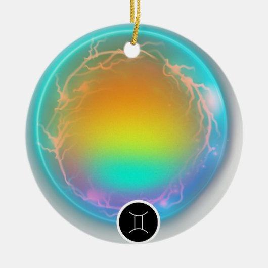 〔占星術の〕十二宮図モダンサインジェミニ引用文エアエレメント セラミックオーナメント (正面)