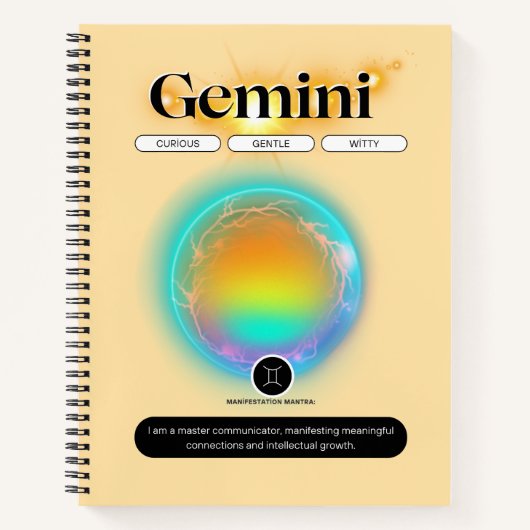 〔占星術の〕十二宮図モダンサインジェミニ引用文エアエレメント ノートブック (正面)