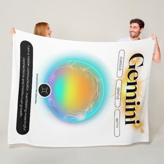 〔占星術の〕十二宮図モダンサインジェミニ引用文エアエレメント フリースブランケット (インサイチュ)