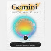 〔占星術の〕十二宮図モダンサインジェミニ引用文エアエレメント フリースブランケット (正面)