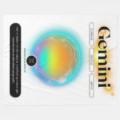 〔占星術の〕十二宮図モダンサインジェミニ引用文エアエレメント フリースブランケット (正面(横))