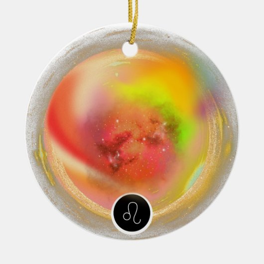 〔占星術の〕十二宮図モダンサインレオ引用文 | 要素火災 セラミックオーナメント (正面)