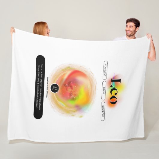 〔占星術の〕十二宮図モダンサインレオ引用文 | 要素火災 フリースブランケット (インサイチュ)