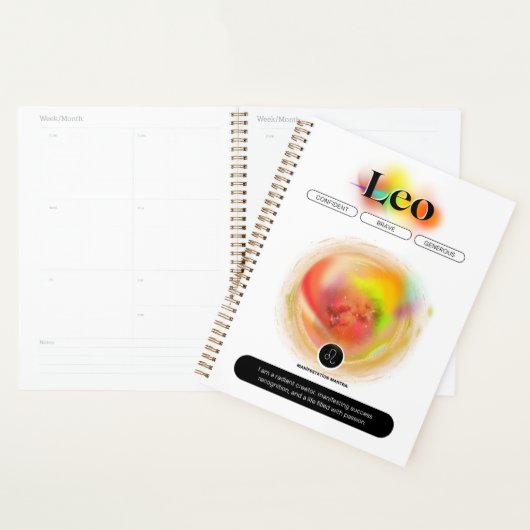 〔占星術の〕十二宮図モダンサインレオ引用文 | 要素火災 プランナー手帳 (ディスプレー)