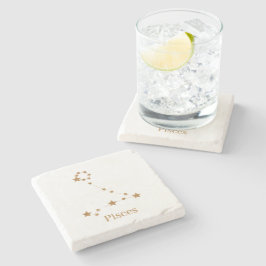 〔占星術の〕十二宮図モダン標識金ゴールド魚座 |エレメント水 ストーンコースター