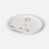 〔占星術の〕十二宮図モダン標識金ゴールド魚座 |エレメント水 ペーパープレート (アングル)