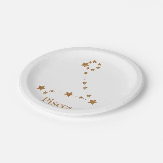 〔占星術の〕十二宮図モダン標識金ゴールド魚座 |エレメント水 ペーパープレート (アングル)