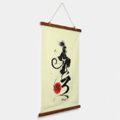 〔占星術の〕十二宮図モンキーインクアート墨絵 吊り下げ型タペストリー (傾斜あり)