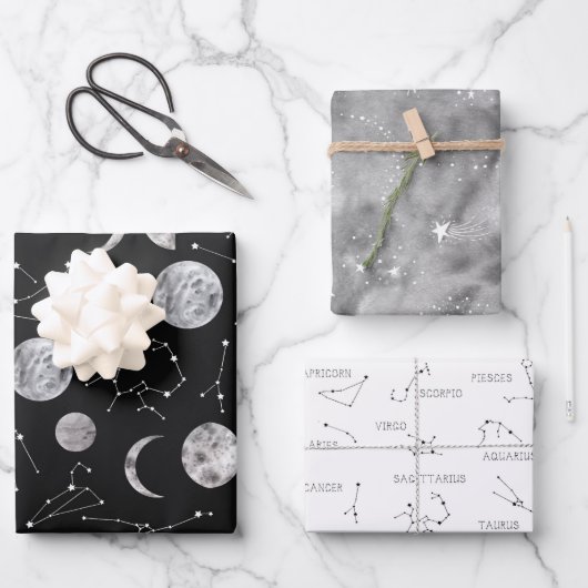 〔占星術の〕十二宮図ラッピング紙フラットシートセット3 ラッピングペーパーシート (正面)