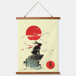 〔占星術の〕十二宮図ラビットインクアート墨絵 吊り下げ型タペストリー