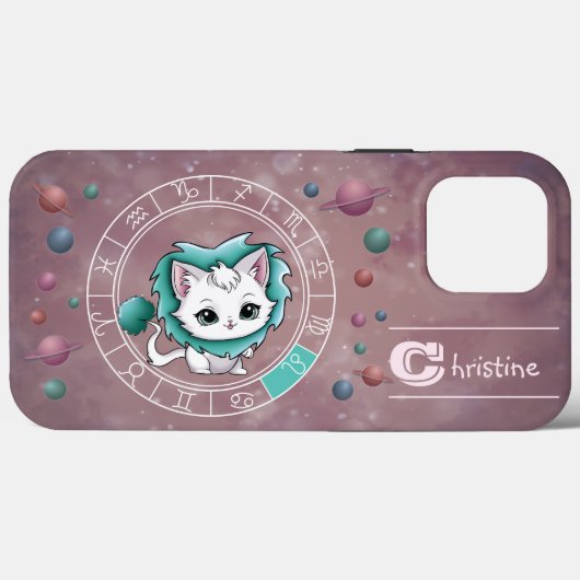 〔占星術の〕十二宮図レオかわいいキャットホイールプラネットアストロロジー Case-Mate iPhoneケース (裏面 (横))
