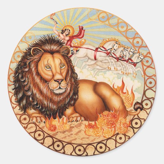 〔占星術の〕十二宮図レオカスタマイズだ！ ラウンドシール (正面)