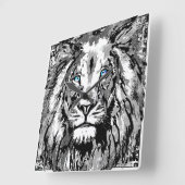 〔占星術の〕十二宮図レオグレーライオンポートレートスケッチ – ライオンクロック スクエア壁時計 (傾斜)