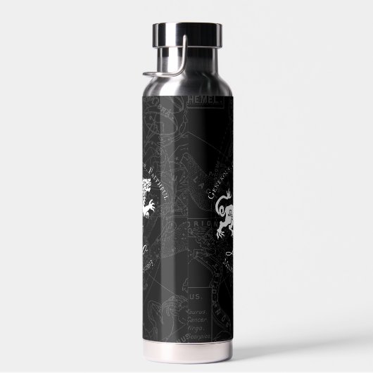 〔占星術の〕十二宮図レオライオンサイン星占い性格ブラック ウォーターボトル (右面)
