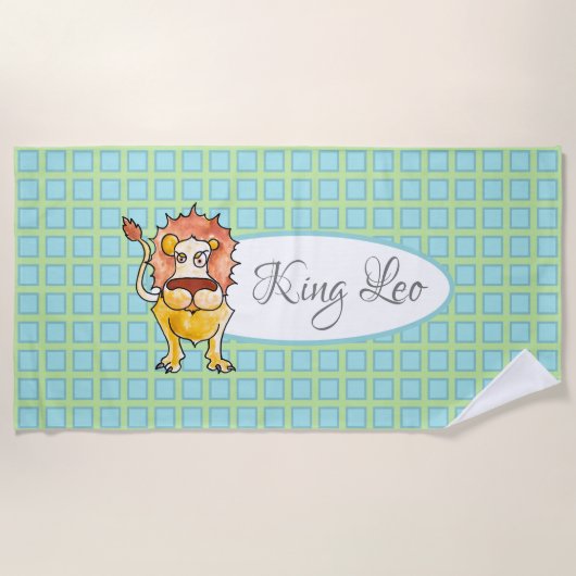 〔占星術の〕十二宮図レオ ビーチタオル (正面)