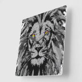 〔占星術の〕十二宮図レオ – ライオンポートレートスケッチ – ライオン時計 スクエア壁時計 (傾斜)