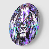 〔占星術の〕十二宮図レオ – ライオンポートレートスケッチ – ライオン時計 ラージ壁時計 (傾斜)