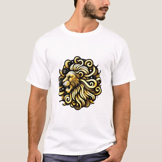 〔占星術の〕十二宮図レオTシャツ Tシャツ (正面)