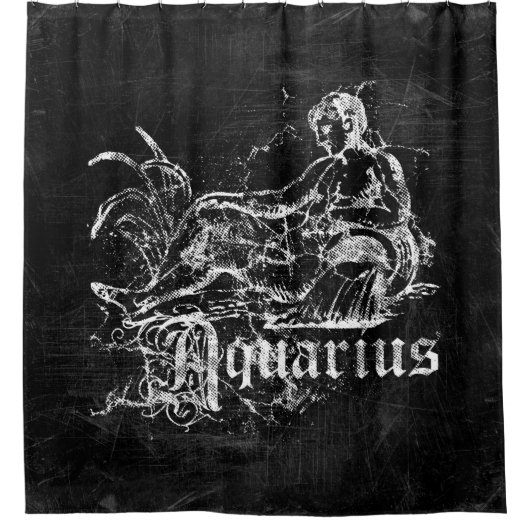 〔占星術の〕十二宮図ヴィンテージアクエリアス シャワーカーテン (正面)