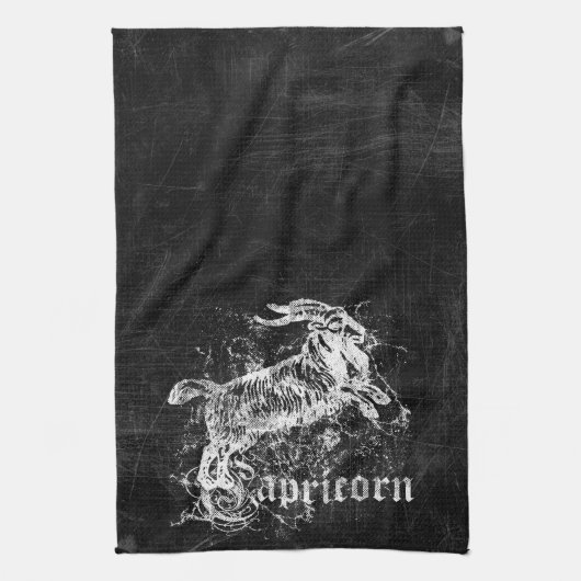 〔占星術の〕十二宮図ヴィンテージ山羊座 キッチンタオル (縦)